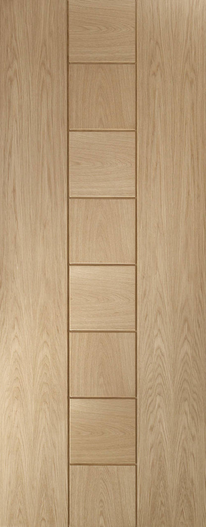 Wooden door panel with a herringbone pattern