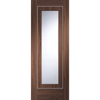 Varese Internal Walnut Pre-Finished Door with Clear Glass