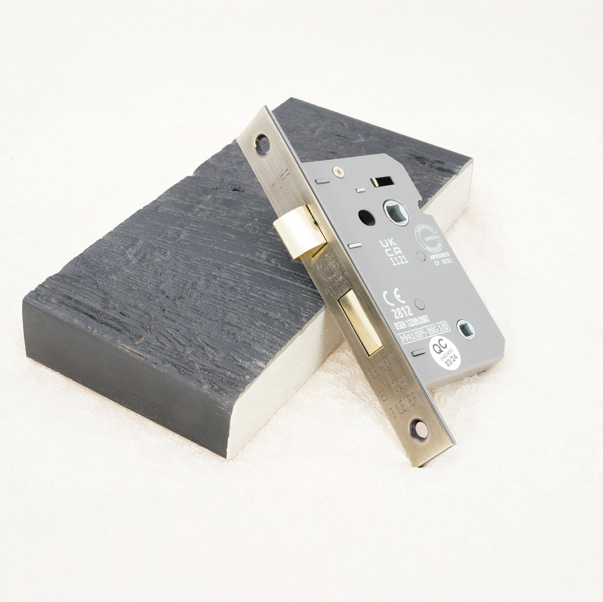 2.5" CE 3 Lever Bathroom Lock FD60 - Antique Brass