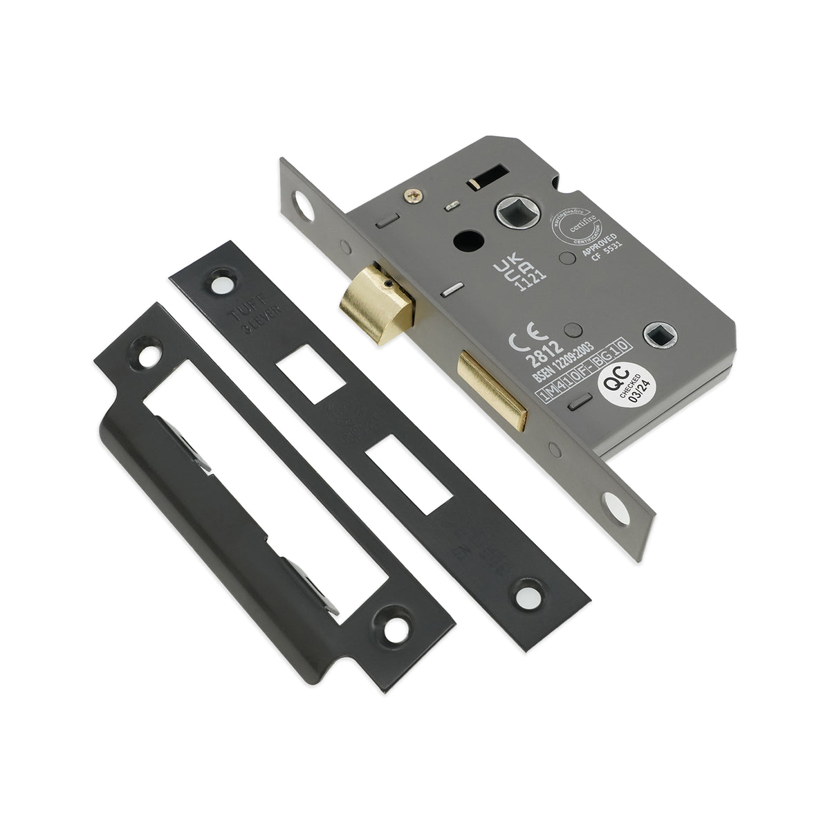 2.5" CE 3 Lever Bathroom Lock FD60 - Gunmetal Grey