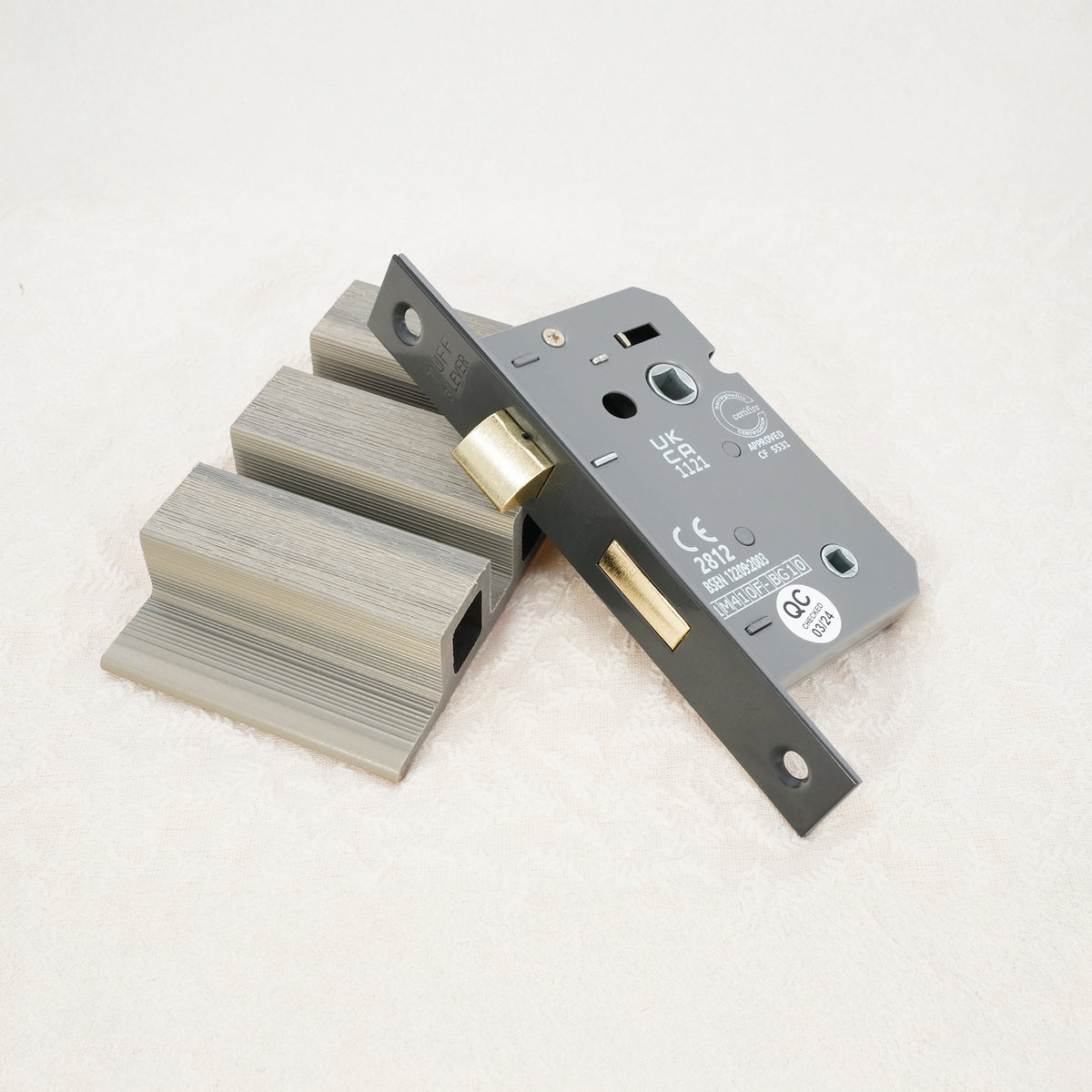 2.5" CE 3 Lever Bathroom Lock FD60 - Gunmetal Grey
