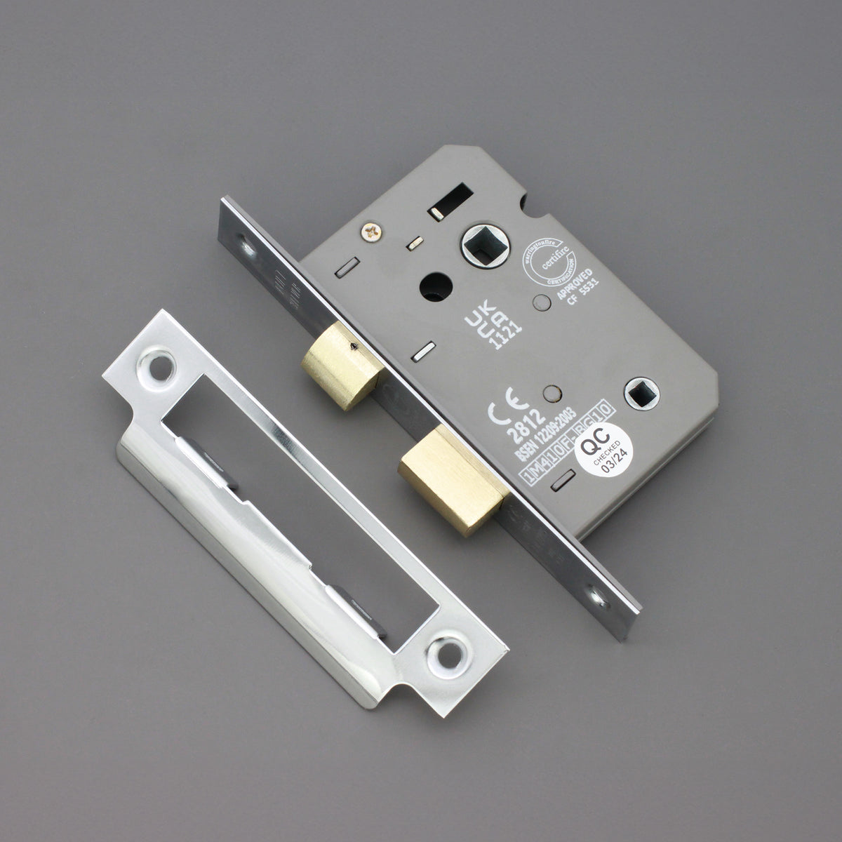 2.5" CE 3 Lever Bathroom Lock FD60 - Polished Chrome