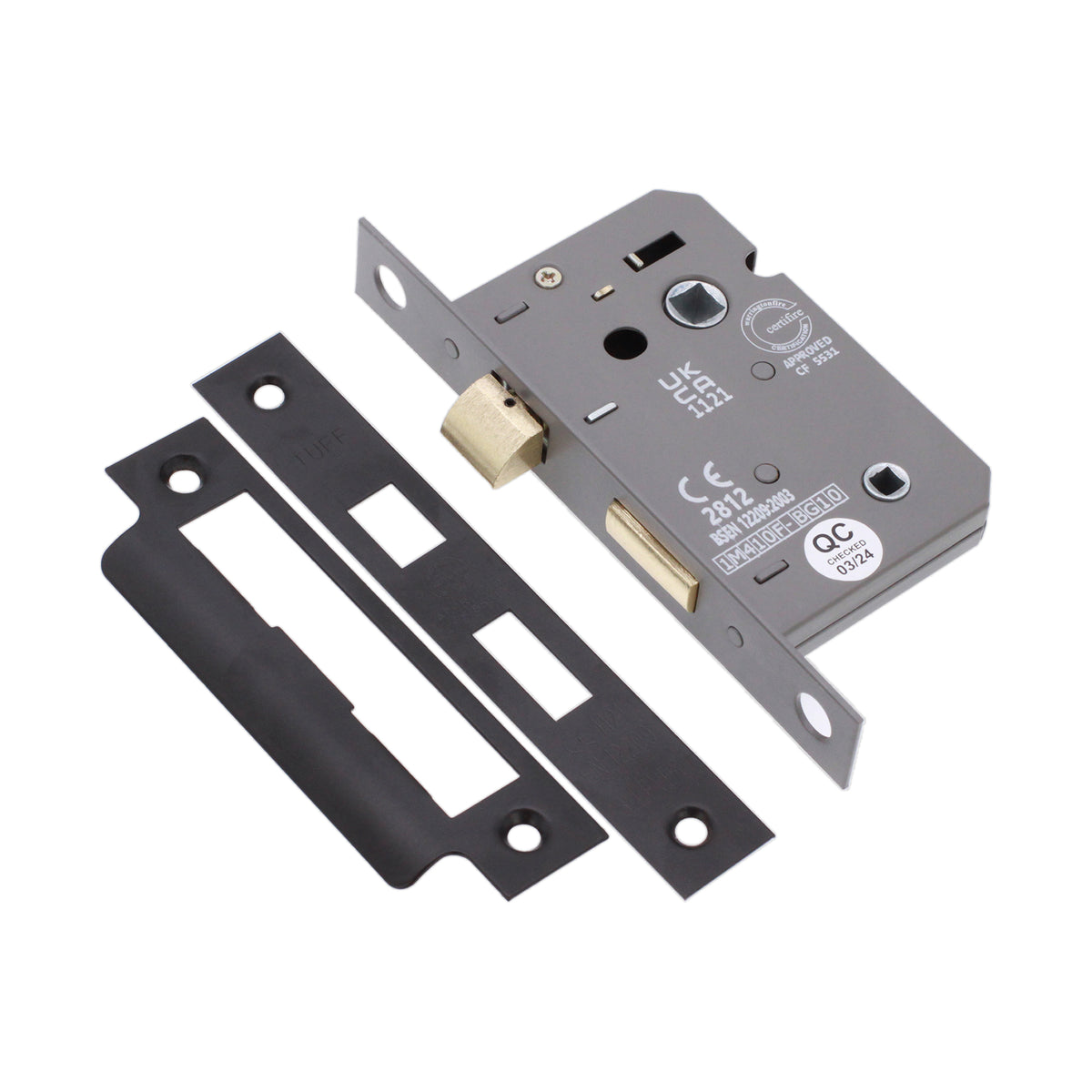 3" CE 3 Lever Bathroom Lock FD60 - Matt Black