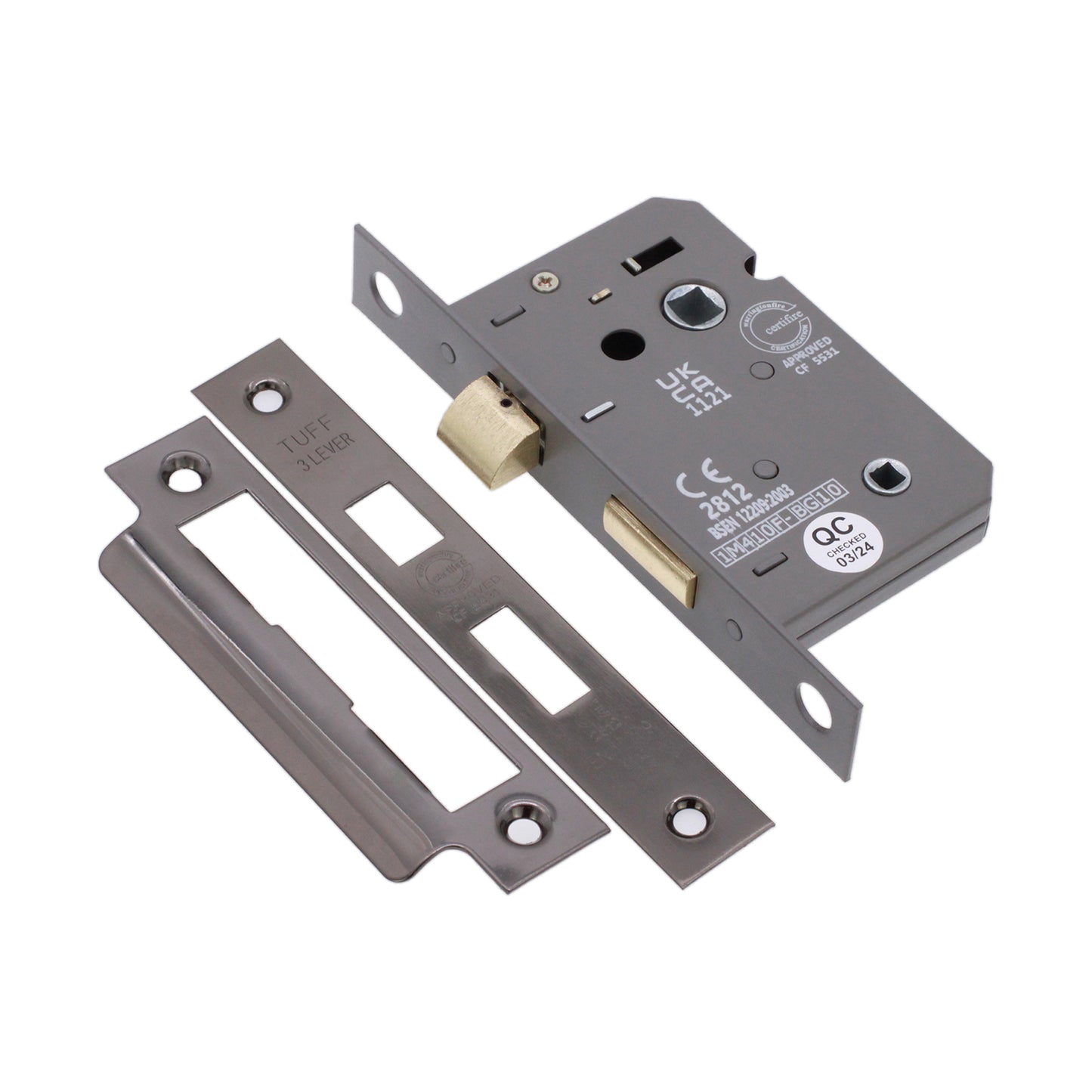 3" CE 3 Lever Bathroom Lock FD60 - Black Nickel