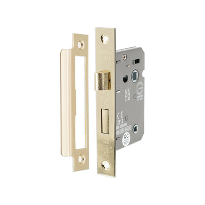 3" CE 3 Lever Bathroom Lock FD60 - Electro Brass