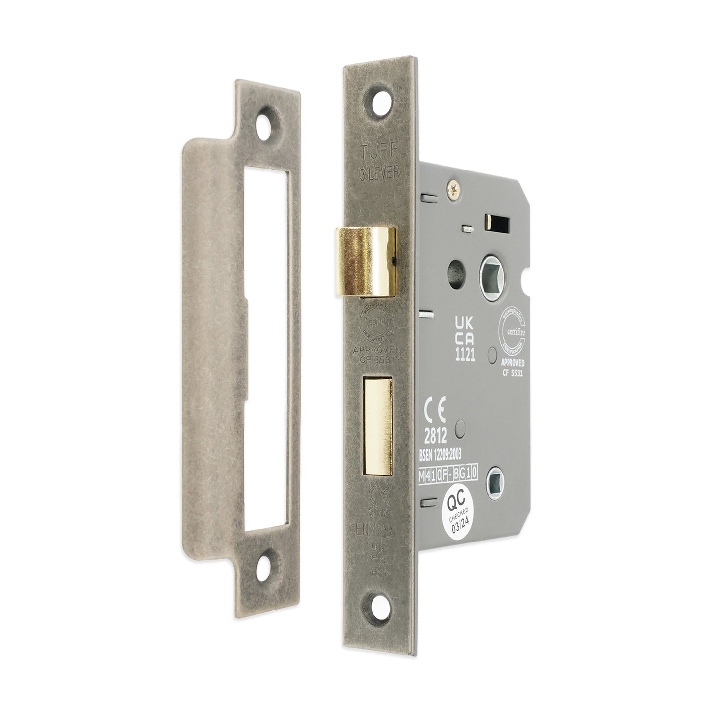 3" CE 3 Lever Bathroom Lock FD60 - Pewter