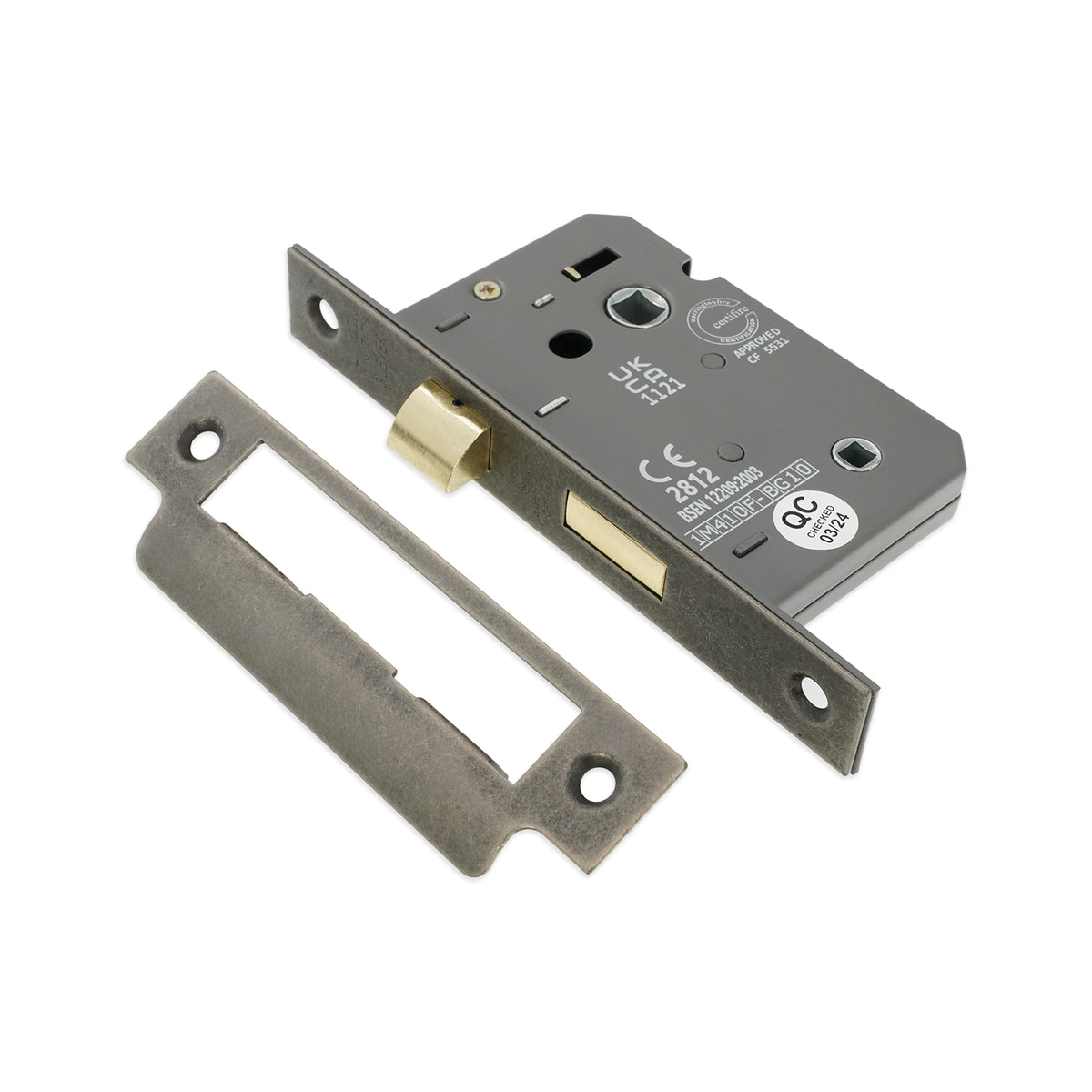 3" CE 3 Lever Bathroom Lock FD60 - Pewter