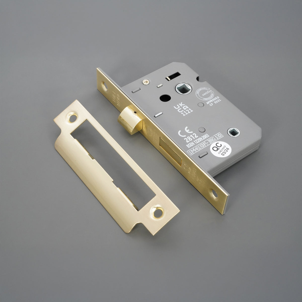 3" CE 3 Lever Bathroom Lock FD60 - Satin Brass