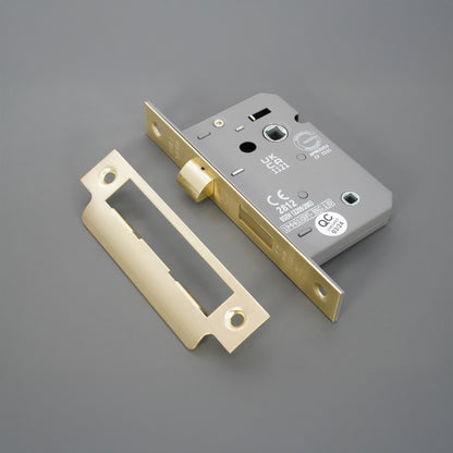 3" CE 3 Lever Bathroom Lock FD60 - Satin Brass