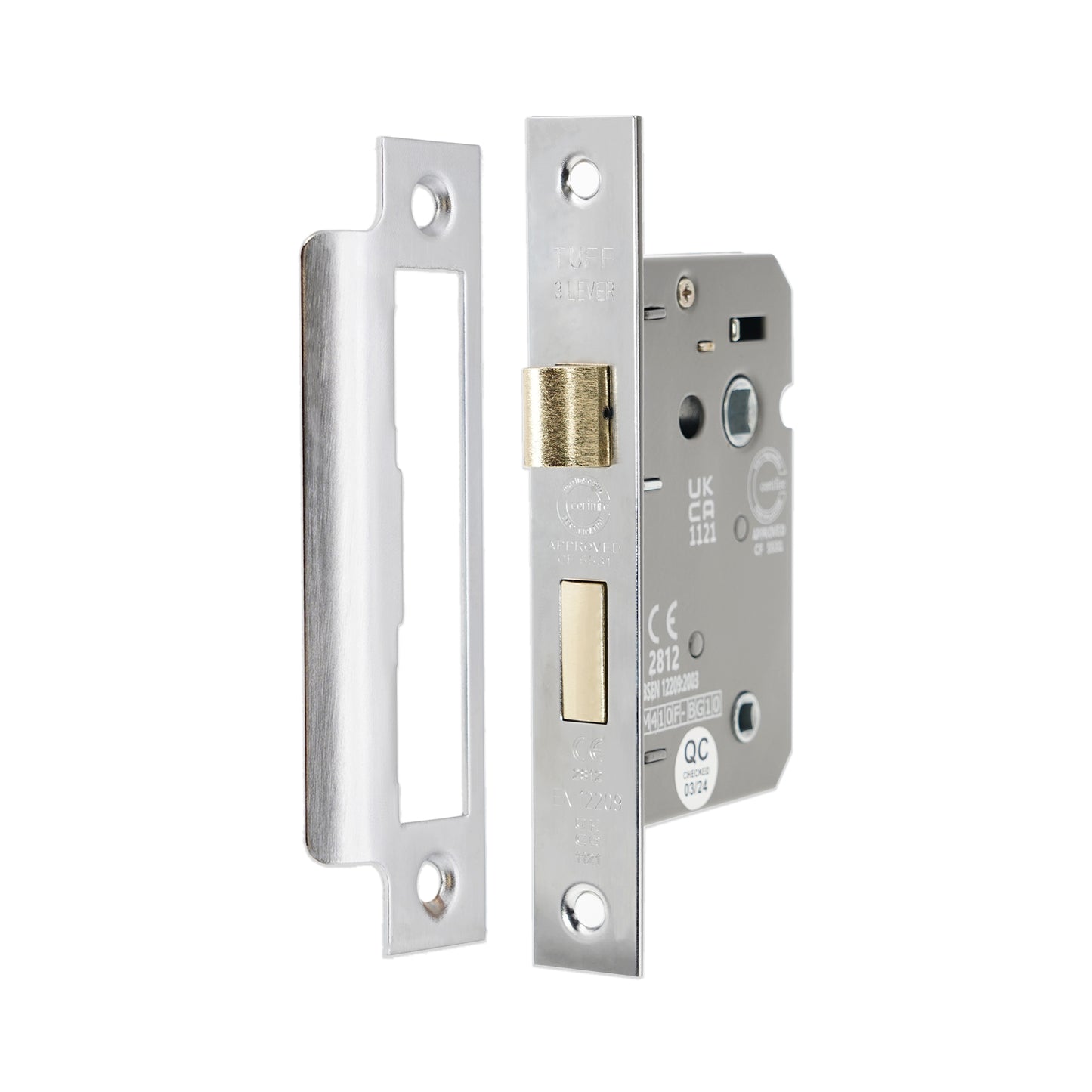 3" CE 3 Lever Bathroom Lock FD60 - Satin Chrome