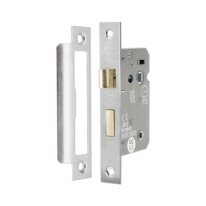 3" CE 3 Lever Bathroom Lock FD60 - Satin Chrome