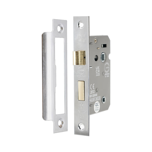 3" CE 3 Lever Bathroom Lock FD60 - Satin Chrome