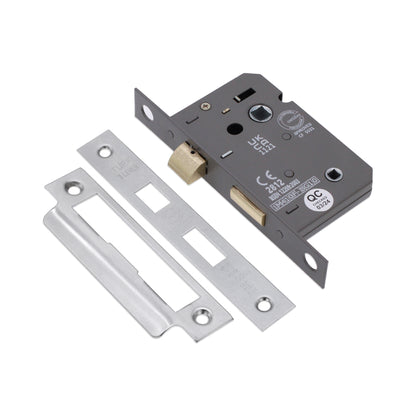 3" CE 3 Lever Bathroom Lock FD60 - Satin Chrome