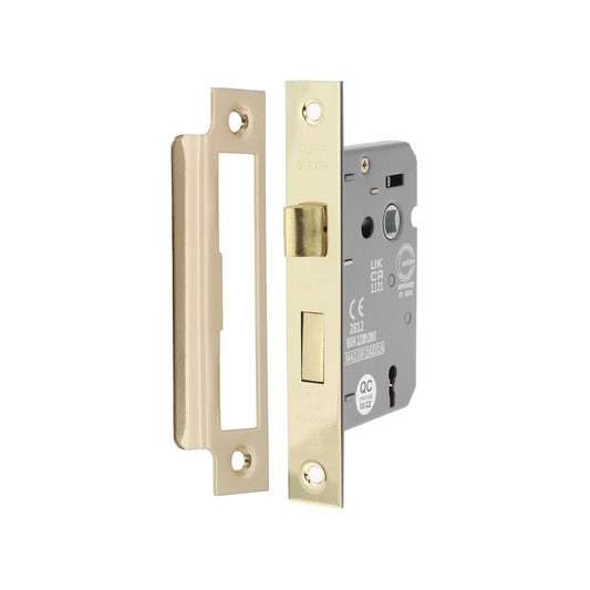 2.5" CE 3 Lever Mortice Sash Lock FD60 - Electro Brass