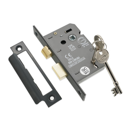 2.5" CE 3 Lever Mortice Sash Lock FD60 - Gunmetal Grey