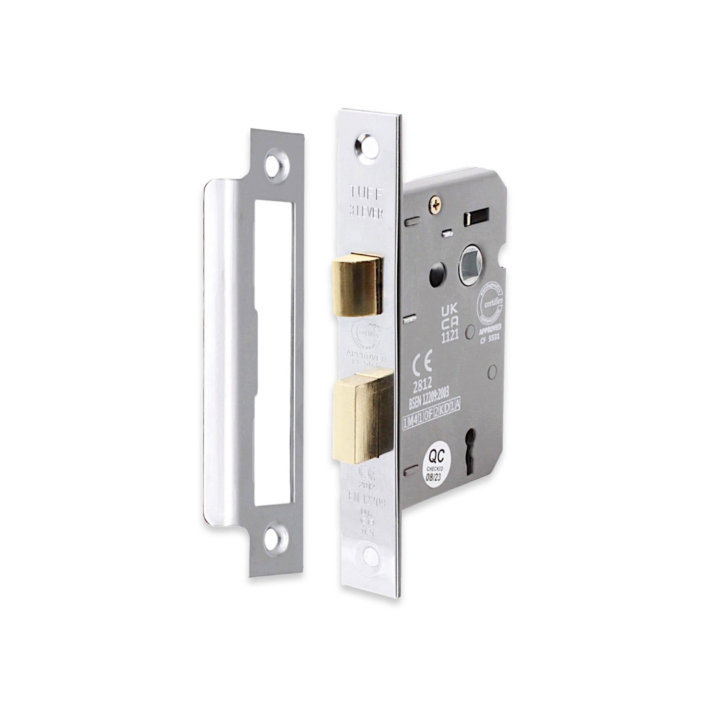 2.5" CE 3 Lever Mortice Sash Lock FD60 - Polished Chrome