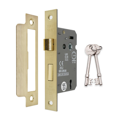 2.5" CE 3 Lever Mortice Sash Lock FD60 - Satin Brass