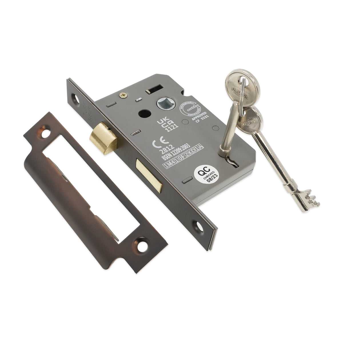 3" CE 3 Lever Mortice Sash Lock FD60 - Aged Bronze