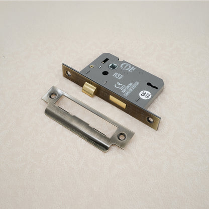 3" CE 3 Lever Mortice Sash Lock FD60 - Antique Brass