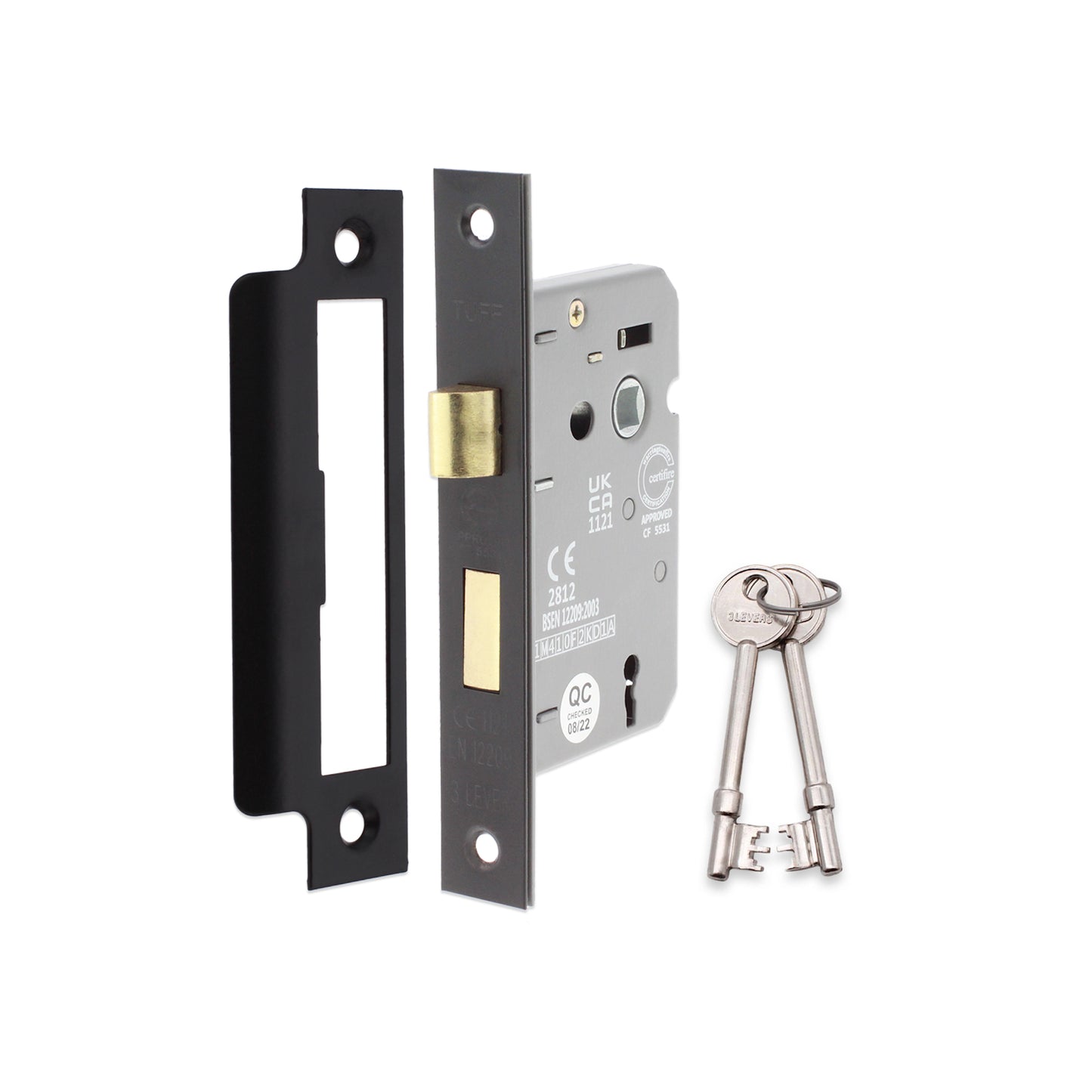 3" CE 3 Lever Mortice Sash Lock FD60 - Matt Black