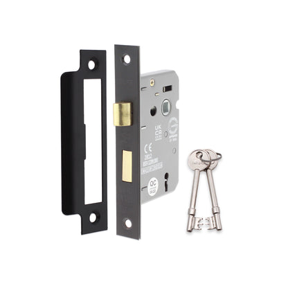 3" CE 3 Lever Mortice Sash Lock FD60 - Matt Black