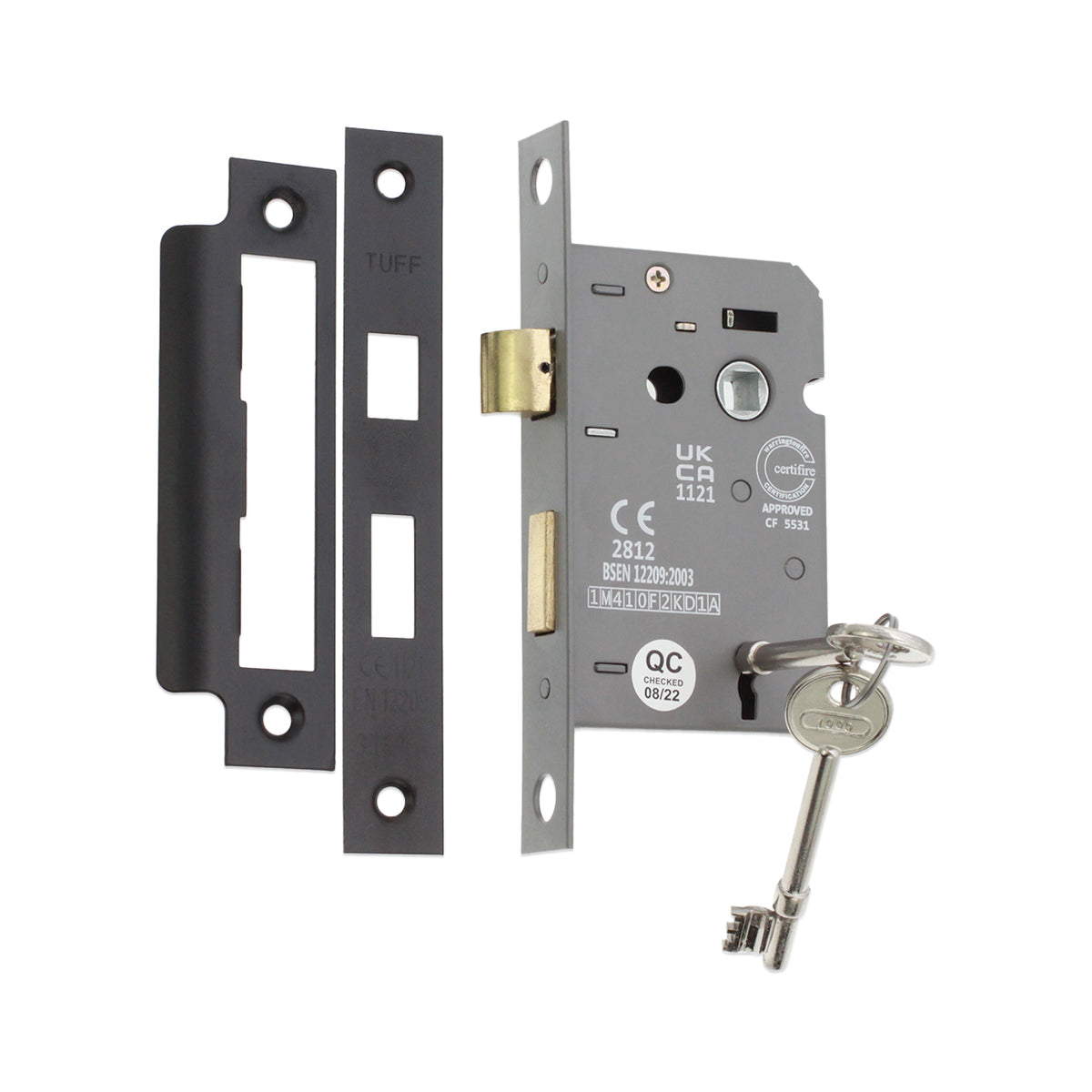 3" CE 3 Lever Mortice Sash Lock FD60 - Matt Black
