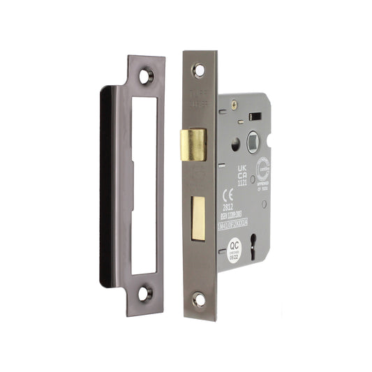 3" CE 3 Lever Mortice Sash Lock FD60 - Black Nickel