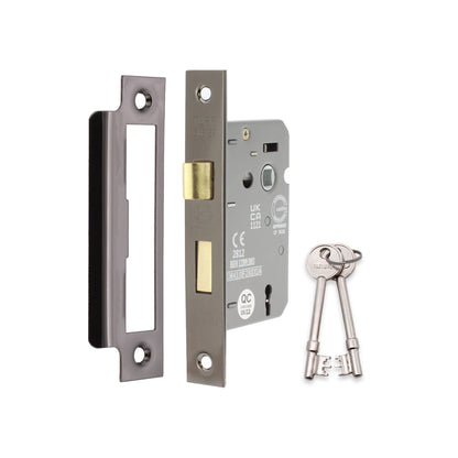 3" CE 3 Lever Mortice Sash Lock FD60 - Black Nickel