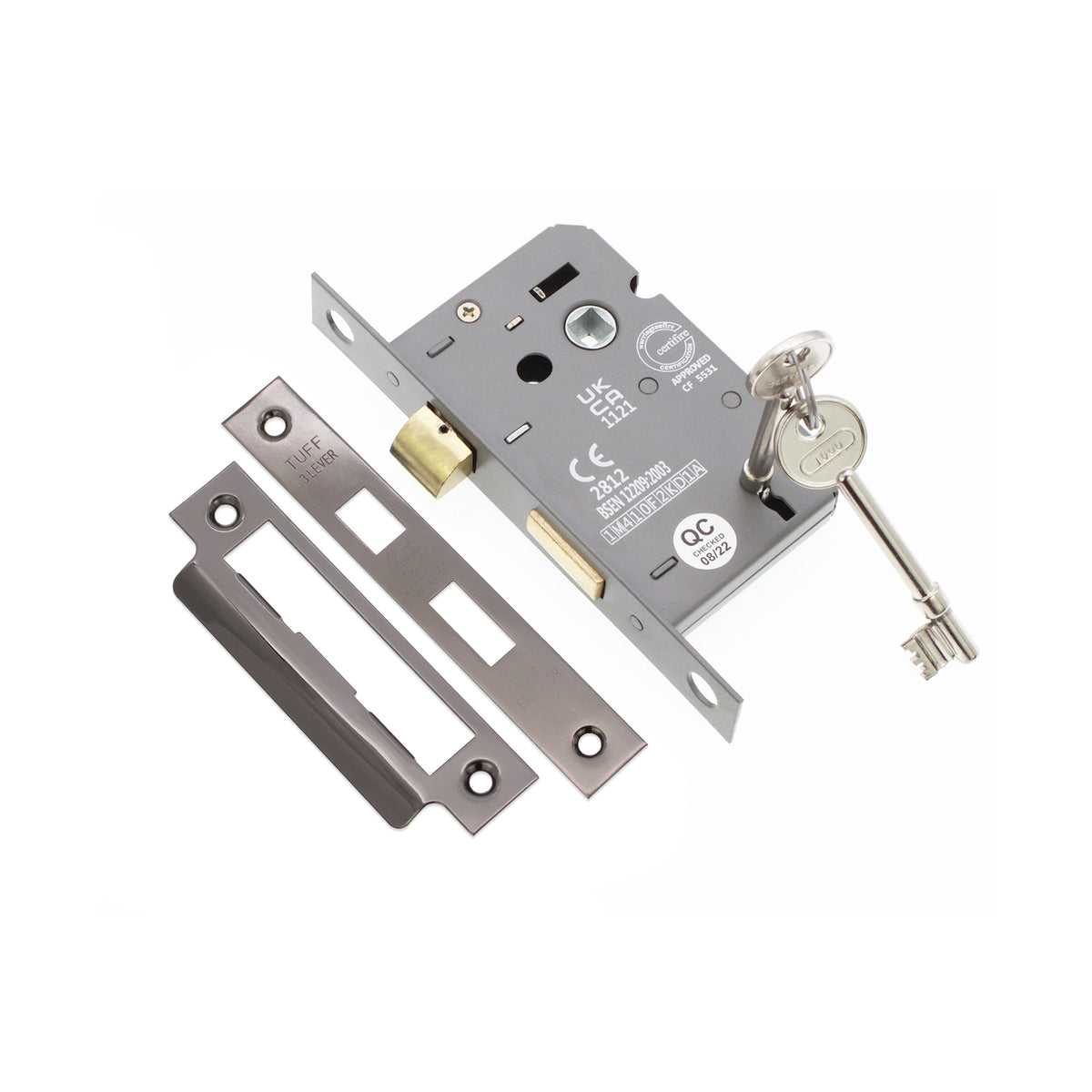 3" CE 3 Lever Mortice Sash Lock FD60 - Black Nickel