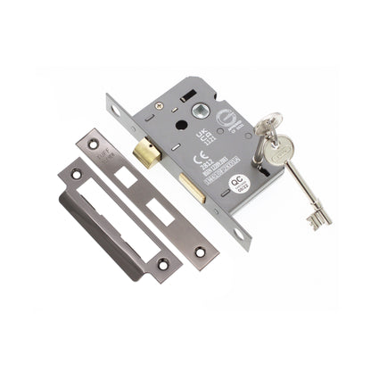 3" CE 3 Lever Mortice Sash Lock FD60 - Black Nickel