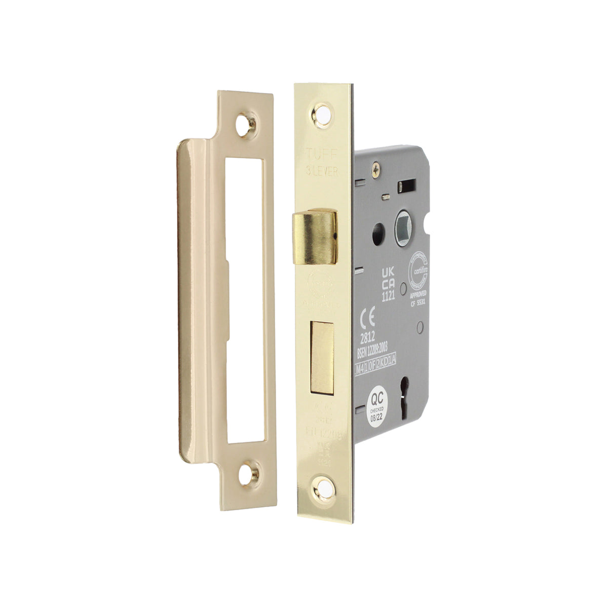 3" CE 3 Lever Mortice Sash Lock FD60 - Electro Brass