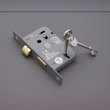 3" CE 3 Lever Mortice Sash Lock FD60 - Electro Brass