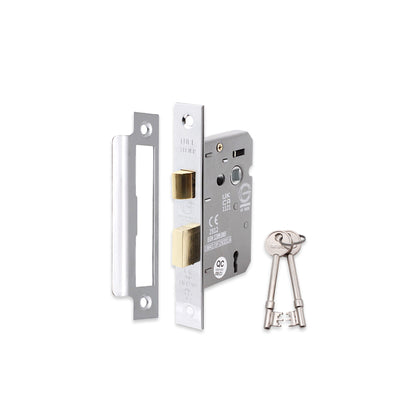 3" CE 3 Lever Mortice Sash Lock FD60 - Nickel Plated