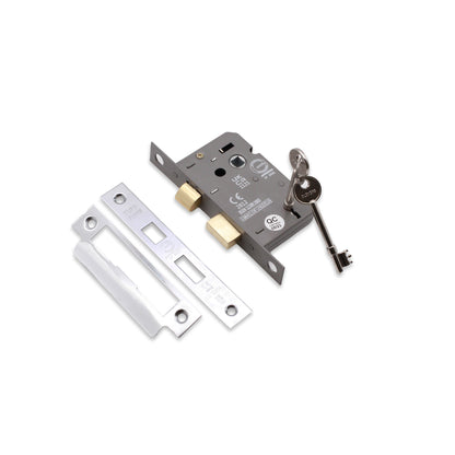 3" CE 3 Lever Mortice Sash Lock FD60 - Polished Chrome