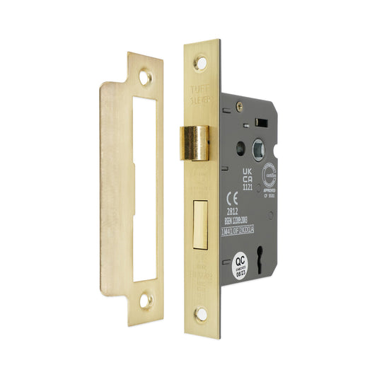 3" CE 3 Lever Mortice Sash Lock FD60 - Satin Brass