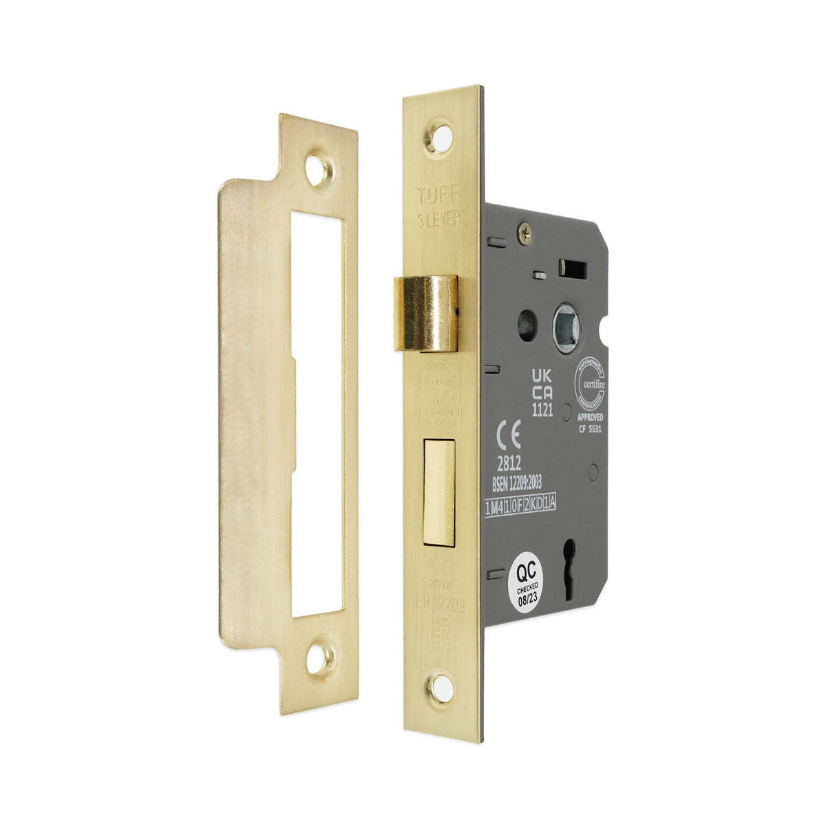 3" CE 3 Lever Mortice Sash Lock FD60 - Satin Brass