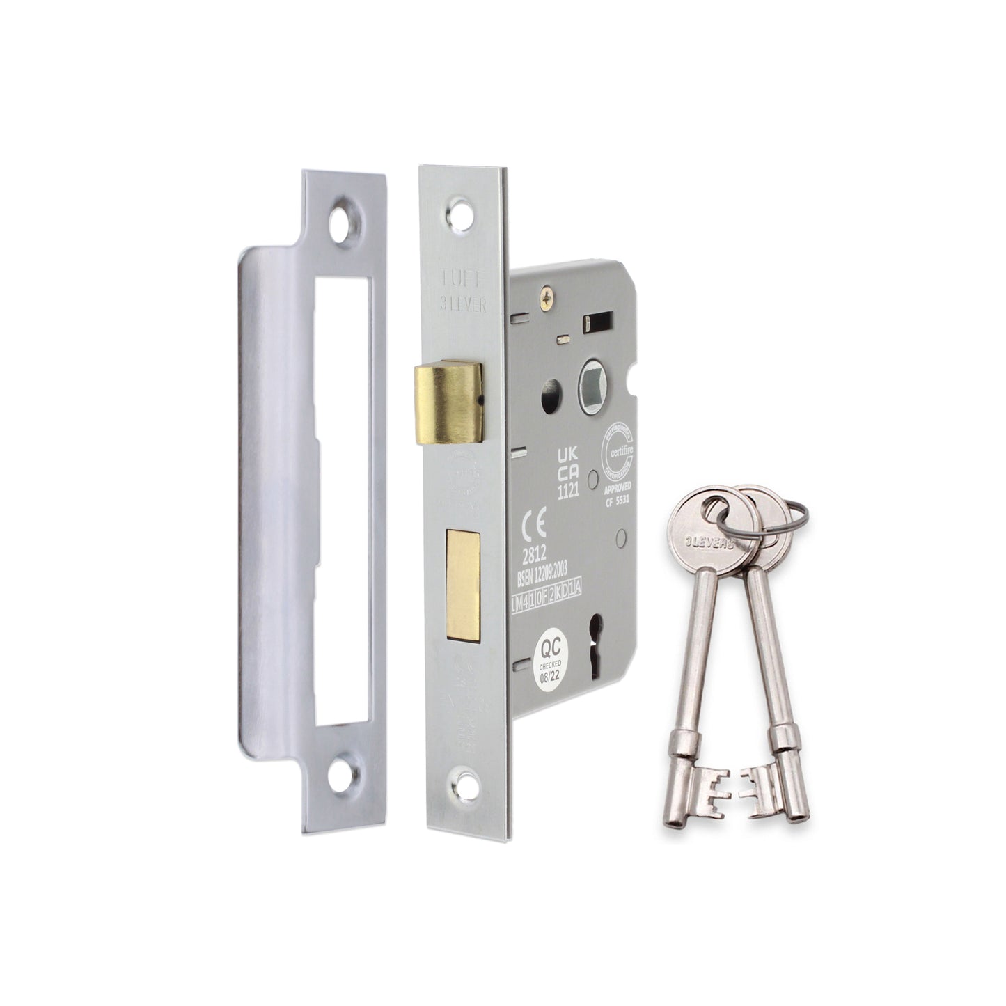 3" CE 3 Lever Mortice Sash Lock FD60 - Satin Chrome