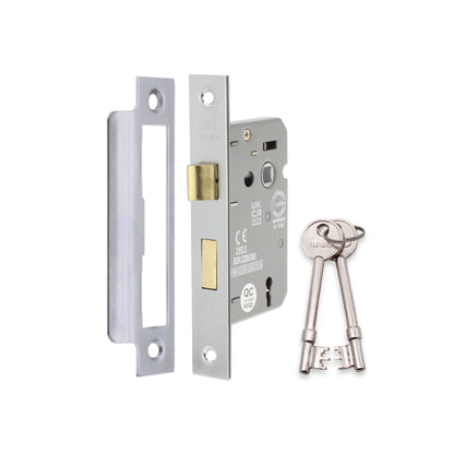 3" CE 3 Lever Mortice Sash Lock FD60 - Satin Chrome