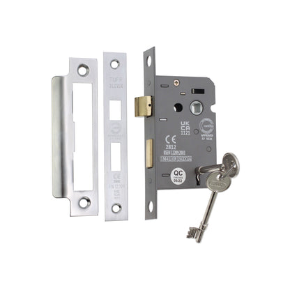 3" CE 3 Lever Mortice Sash Lock FD60 - Satin Chrome