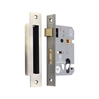 2.5" CE Euro Profile Mortice Sash Lock - Antique Brass