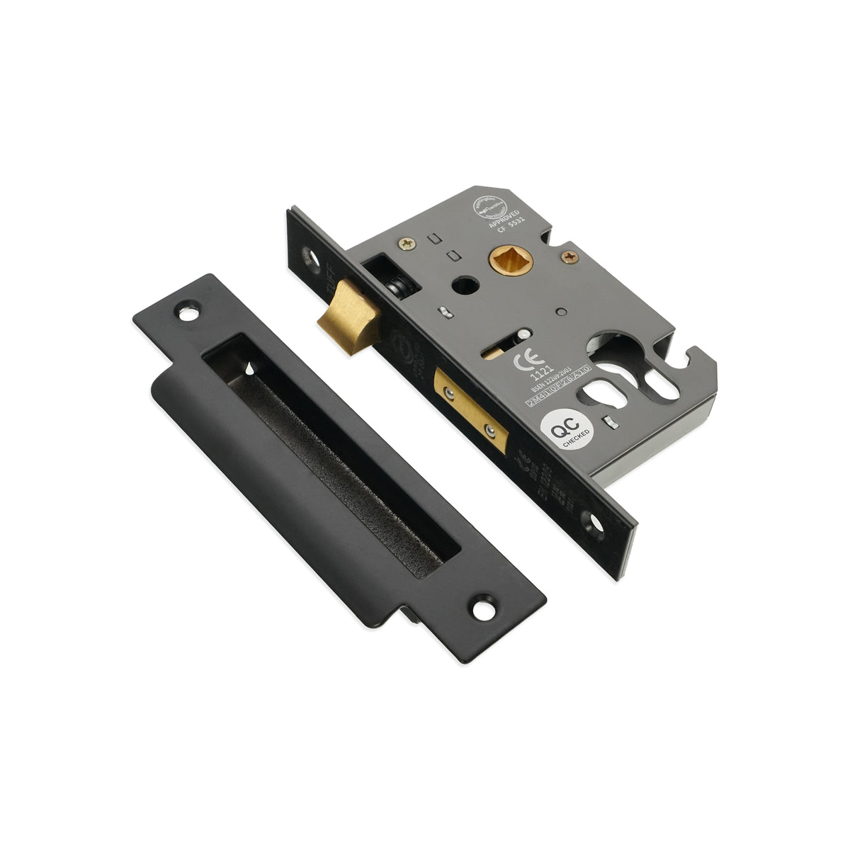 2.5" CE Euro Profile Mortice Sash Lock - Matt Black