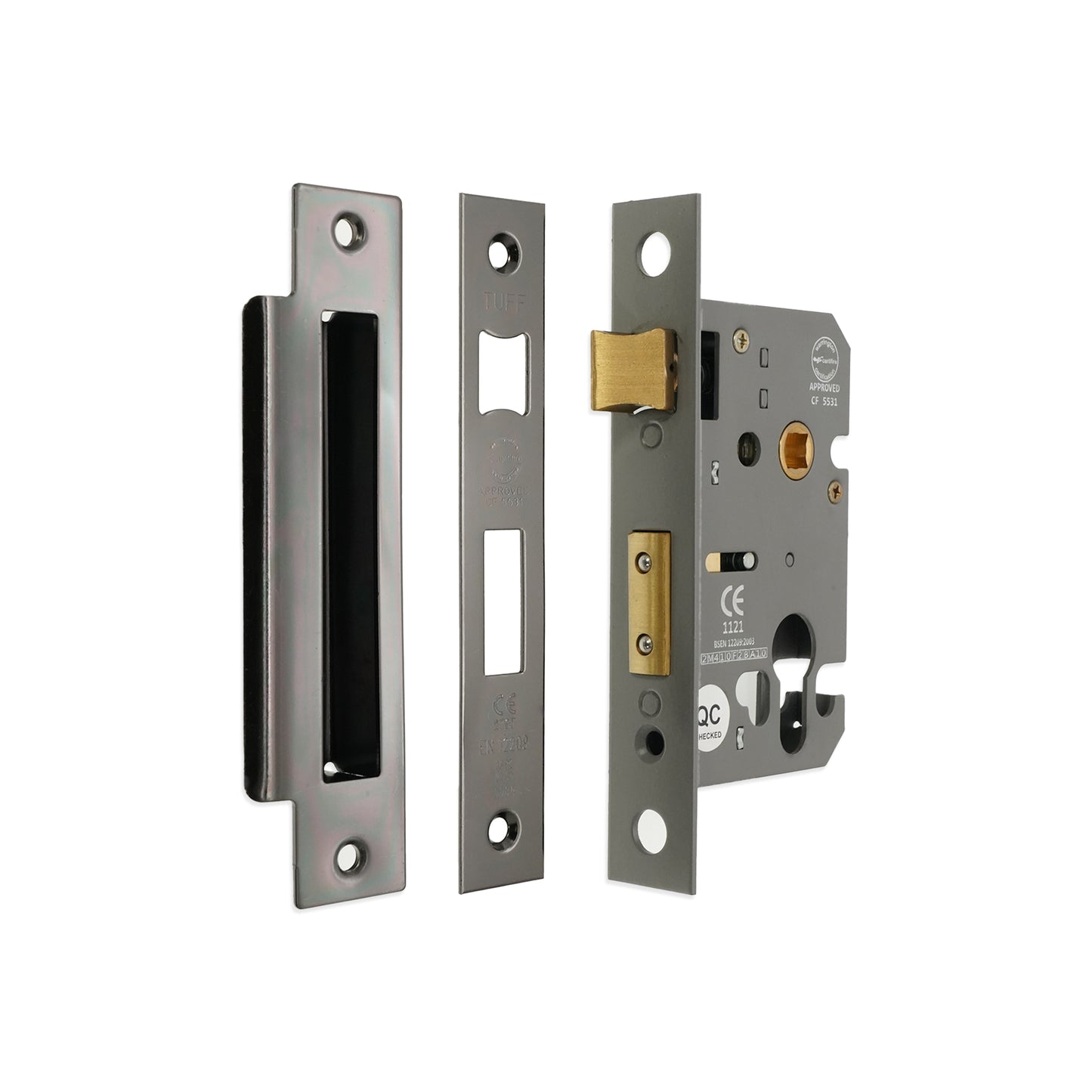 2.5" CE Euro Profile Mortice Sash Lock - Black Nickel