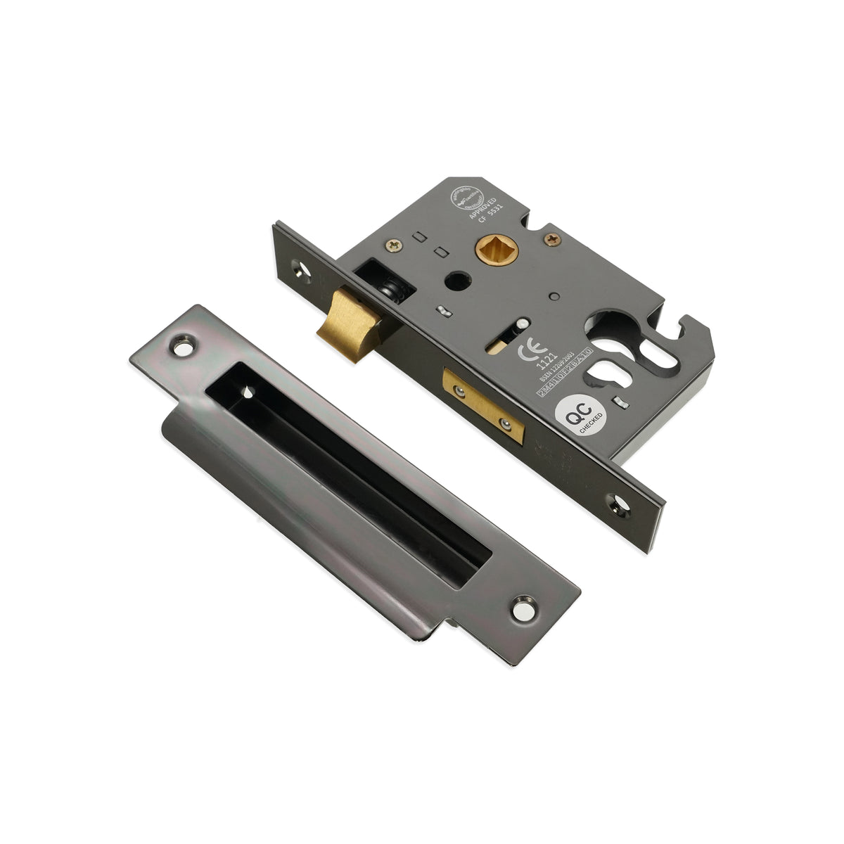 2.5" CE Euro Profile Mortice Sash Lock - Black Nickel