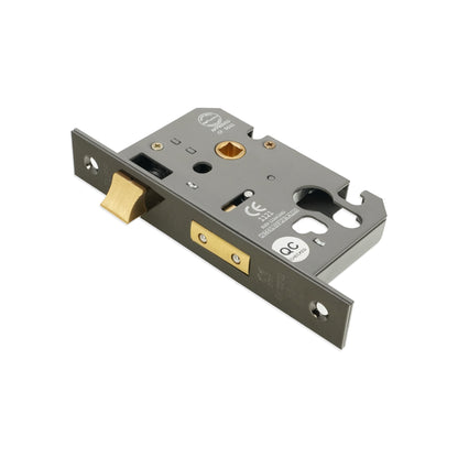 2.5" CE Euro Profile Mortice Sash Lock - Black Nickel