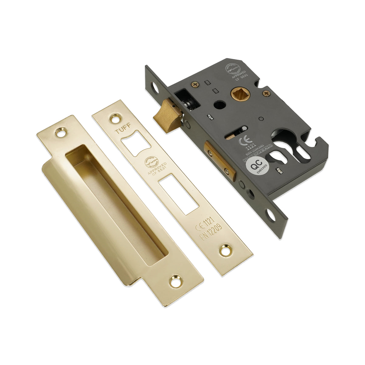 2.5" CE Euro Profile Mortice Sash Lock - Electro Brass