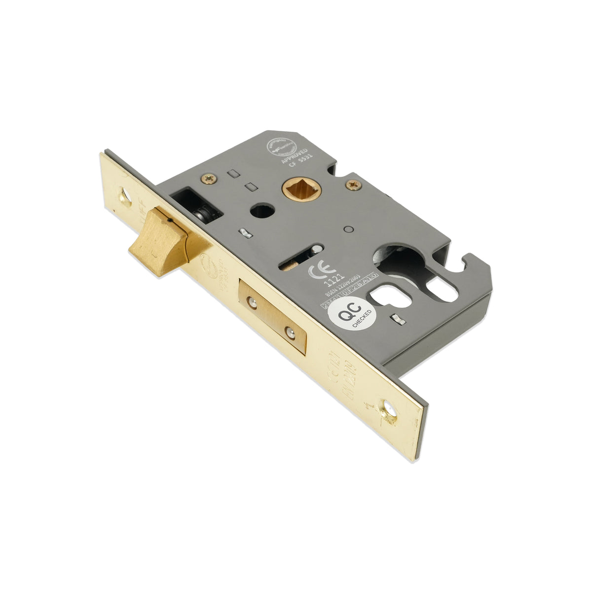 2.5" CE Euro Profile Mortice Sash Lock - Electro Brass