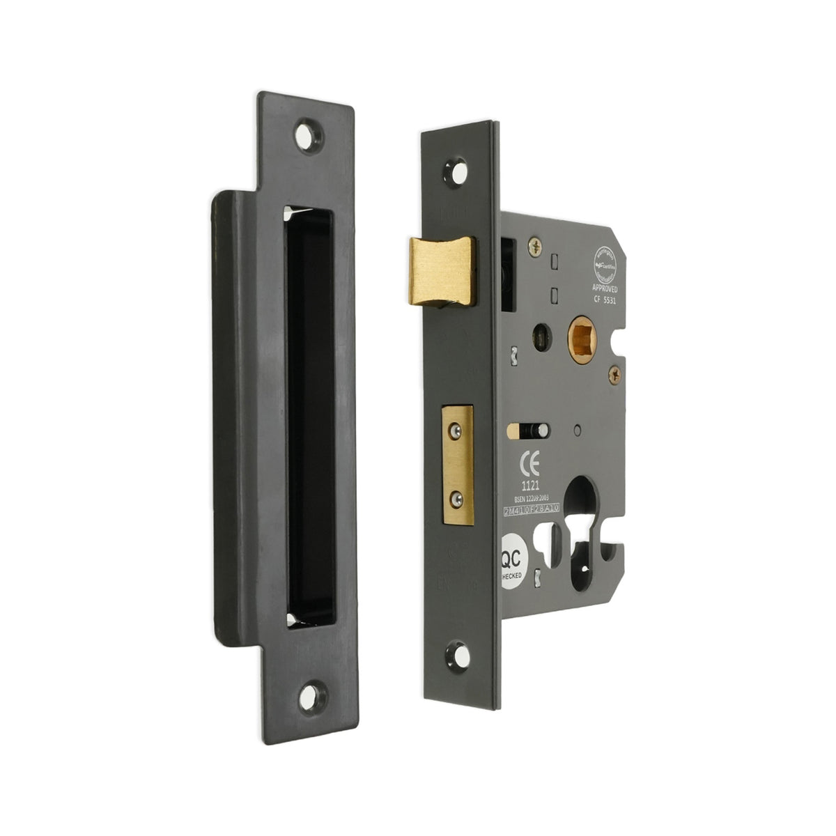 2.5" CE Euro Profile Mortice Sash Lock - Gunmetal Grey