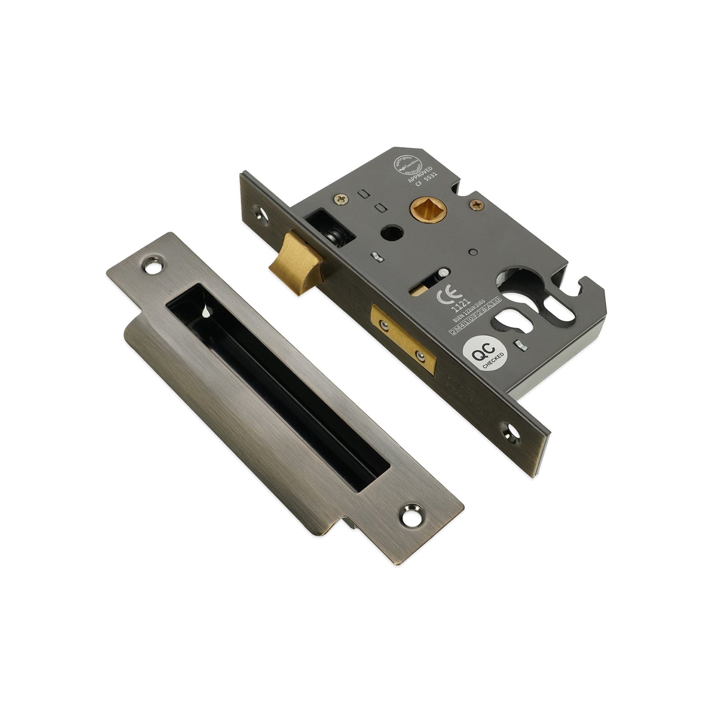 2.5" CE Euro Profile Mortice Sash Lock - Gunmetal Grey