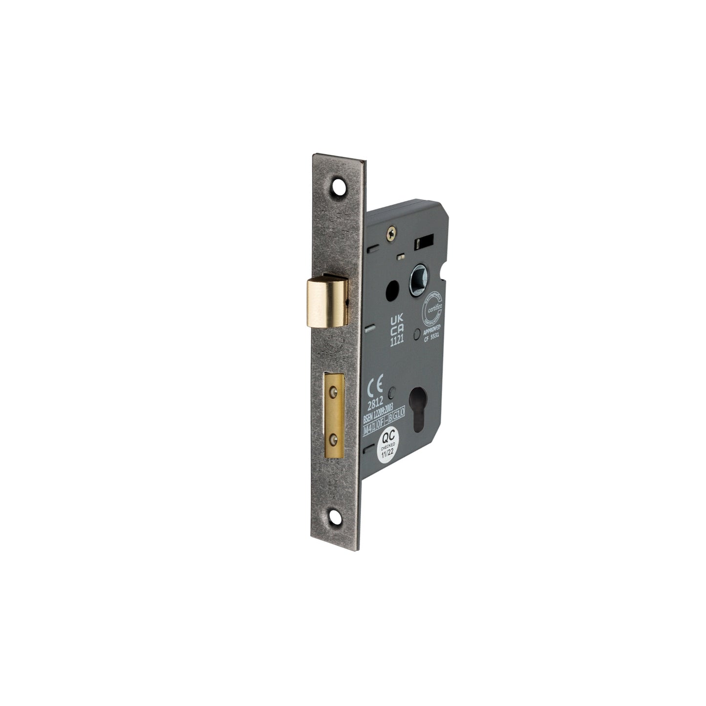 2.5" CE Euro Profile Mortice Sash Lock - Pewter