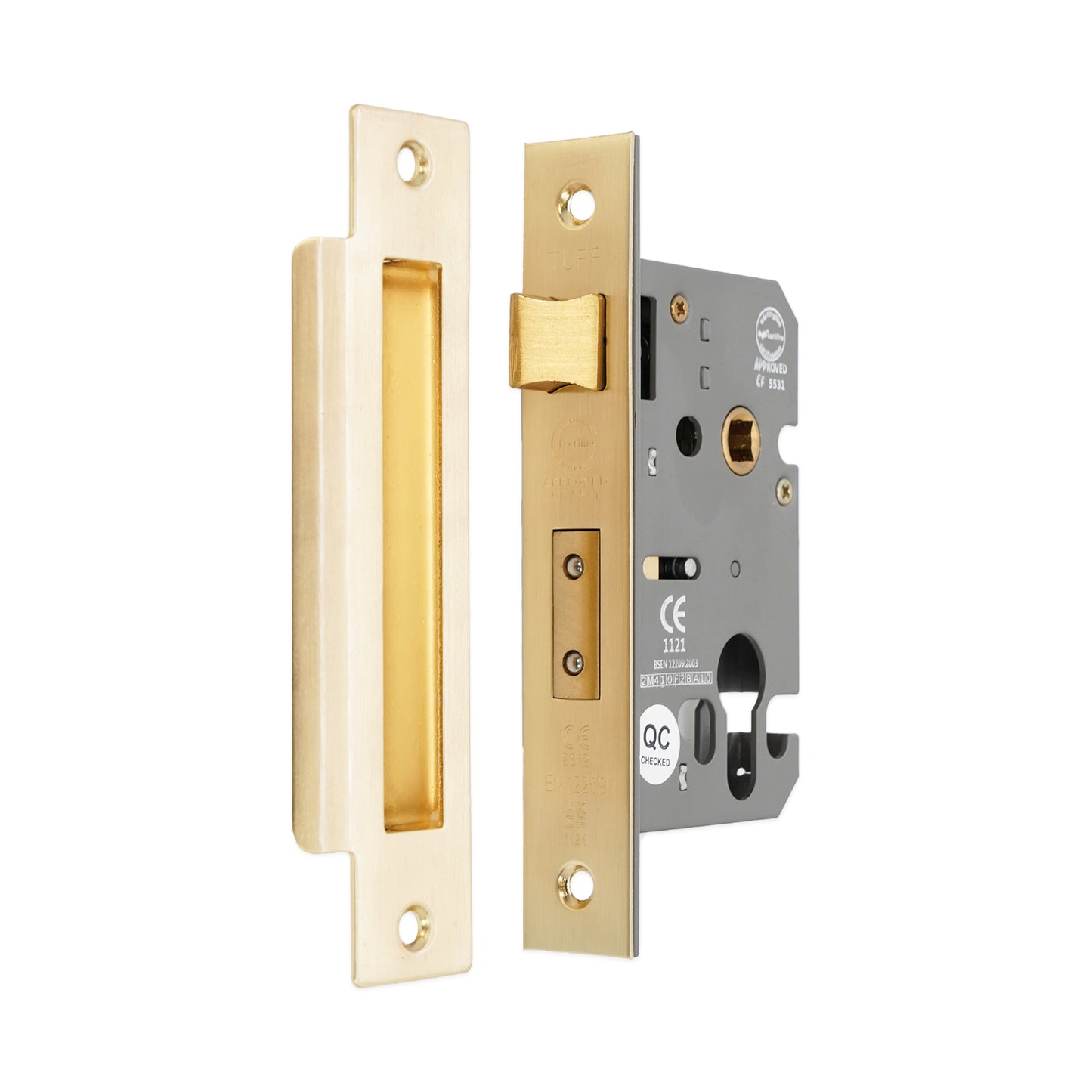 2.5" CE Euro Profile Mortice Sash Lock - Satin Brass